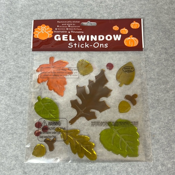Fall Window Gel Clings (3 packs) Leaves & Acorns, Turkey, Happy Thanksgiving - Picture 3 of 9